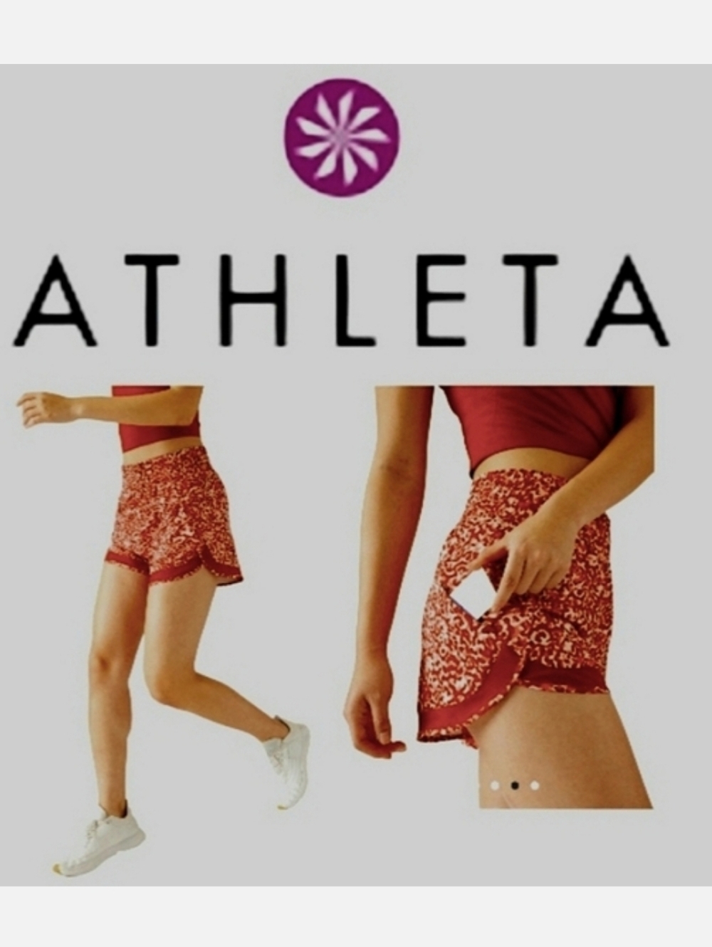 Athleta Mesh Racer Run Shorts 4" Burnt Orange Sz XS